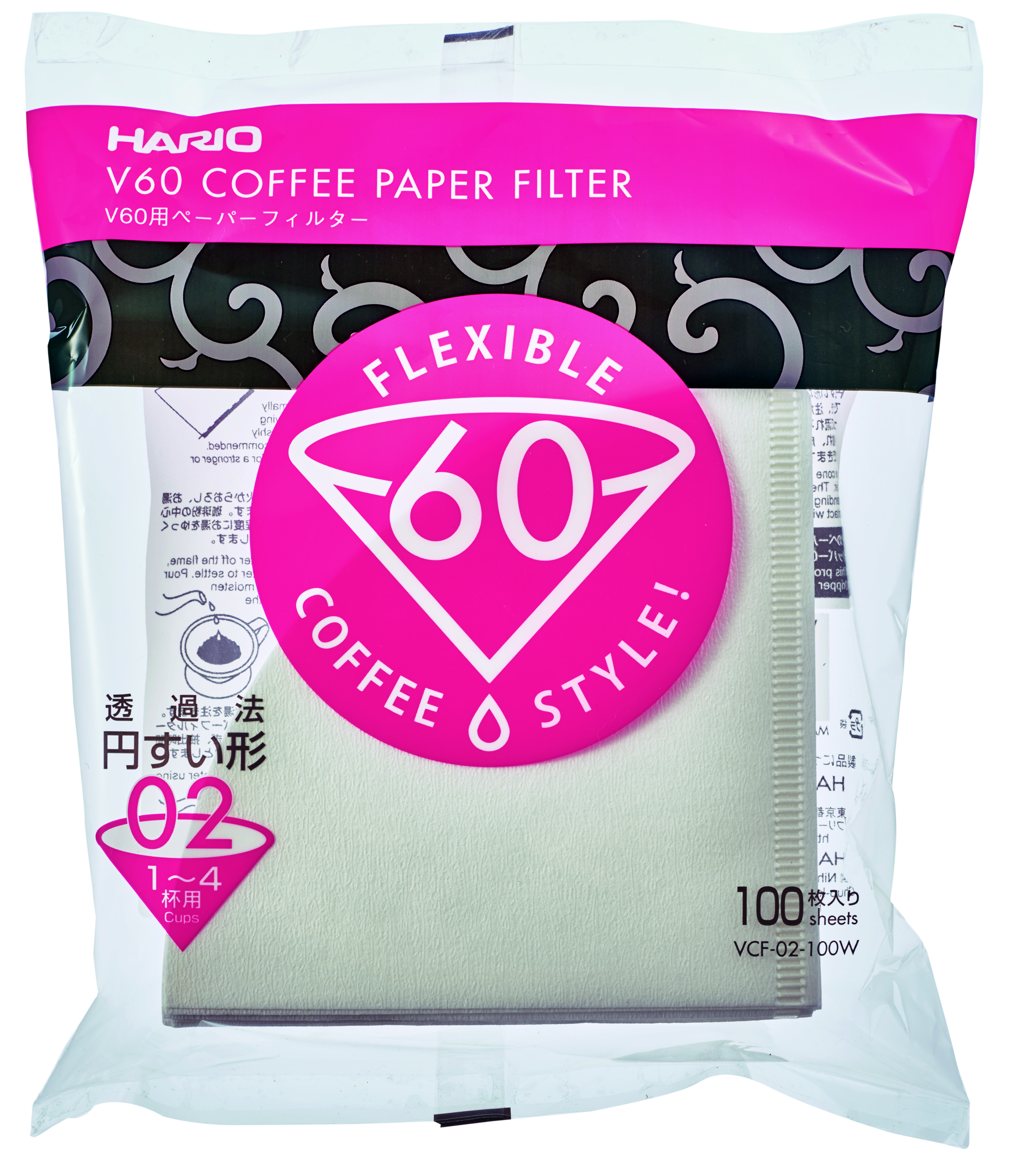 Hario filter til håndbrygger V60-02 (100stk)